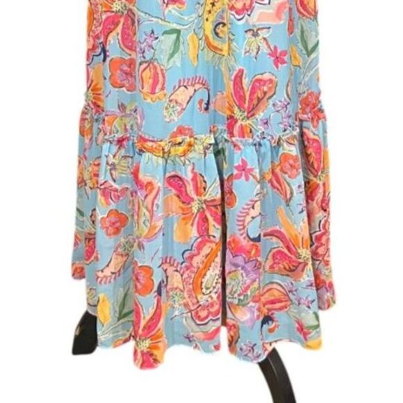 NICOLE MILLER Watercolor Paisley Maxi Floral Strappy Sundress Dress Sz S - Picture 7 of 9